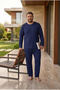 Interlock Fabric Collar Buttoned Long Sleeve Plus Size Men's Pajama Set 8587 - 4