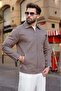 Camel Zippered Lined Cashmere Men's Jacket E7207 - 3