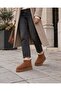 Women's Tan Mini Suede Sheepskin High Thick Sole Winter Boots - 5