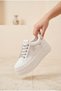 Women's Silvery Lace-Up High Platform Sole Sneaker Mesh Comfortable Walking and Daily Sports Shoes Thick Sole Sneaker Bridal Shoes - 3