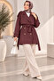 Women's Lined Belted Pocketed Double-Breasted Short Trench Coat