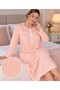 100% Cotton Long Sleeve Waffle (Breathable) Fabric Plus Size Winter Women's Nightgown - 2