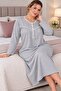 100% Cotton Long Sleeve Waffle (Breathable) Fabric Plus Size Winter Women's Nightgown - 2