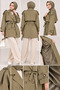 Women's Lined Belted Pocketed Double-Breasted Short Trench Coat - 8