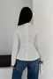Women's Volan Detailed Long Sleeve Steel Blouse - 5