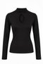 Women's Turtleneck Low-Cut Long Sleeve Blouse Black