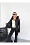 Women's Black Color Hooded Quilted Lined Zippered Seasonal Coat - 3