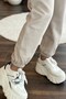Women's Elastic Waist/Lace-Up 3-Thread Tracksuit Beige - 5