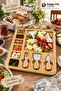 30X39,5 cm 6+1 Compartment Mdf Cheese Presentation Board with 3 Wooden Handles and Knife Pablito Home - 4