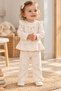 Baby girl bow patterned ruffled ribbed 2-piece top and bottom set 3-6-9-12 months old - 2