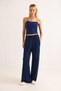 Women's Modal Fabric Wide Leg Sweatpants Navy Blue - 4