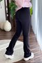 Women's Elastic Waist Spanish Flare Leggings Black - 4