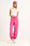 Three-Thread Elastic Cuffed Sweatpants Pink