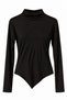 Women's Turtleneck Asymmetrical Cut Long Sleeve Blouse Black