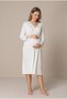 Women's Ecru Lace Long Sleeve Maternity Nightgown Set for Easy Breastfeeding