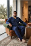 Interlock Fabric Front Buttoned Long Sleeve Plus Size Men's Pajama Set 8586 - 4