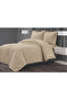 Zigzag Patterned Double Bedspread (Pique) Set 3 Pieces Beige - 2