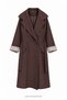 Striped Lined Maxi Length Trench Coat Brown