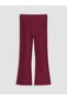 Two Mt Shop Quality Lcw Kids Burgundy Velvet Flat Tight & Slim Elastic Waist Girls' Leggings
