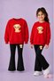 Girls' Crew Neck Sweatshirt and Spanish Leggings Set – Winter Top and Bottom Set