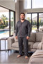 Interlock Fabric Front Buttoned Long Sleeve Plus Size Men's Pajama Set 8586
