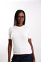 Ecru Piping Detailed Short Sleeve Knitwear 6504 - 4