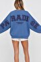 Women's Oversize Sweatshirt Paradise Varsity Embossed Printed Marine – Crew Neck, 3 Thread Raising Threads - 2