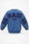 Women's Oversize Sweatshirt Paradise Varsity Embossed Printed Marine – Crew Neck, 3 Thread Raising Threads - 7