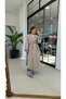 Striped Lined Maxi Length Trench Jacket Beige - 2
