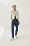 Cream Zippered Belt Detailed Jacket, Short, with Pockets, Long Sleeves - 3