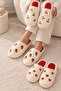 3-Piece Cherry - Strawberry - Heart Embroidered Plush Closed Toe 3 cm Sole Home Slipper Set Byndset01 - 4