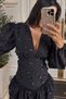 Roselenda 3D Dimensional Floral Fabric Black Mini Dress (Limited Edition) - 8