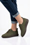Ortes Rubber Tied Sole Stitched Genuine Leather Orthopedic Women's Shoes Khaki Nubuck - 5