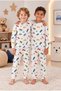 Boy's Mini Car Patterned 100% Cotton Interlock Fabric Ribbed Long Sleeve Pajama Set - 3