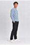 Men's Blue-Navy Blue Crew Neck Ottoman Sweatshirt - 3