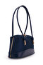 Baguette Form Suede Leather Martina Women's Shoulder Bag Navy Blue - 2