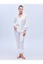 Satin feather detailed shirt and pants set bm-1632