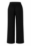 Black Wrinkled Textured Elastic Waist Comfortable Cut Polyester Fabric Trousers - 2