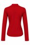 Red Stretchy Textured Turtleneck Long Sleeve Slim Fit Knitted Blouse with Gathered Detail on the Front - 2