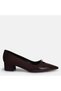 Large Size Brown Patent Leather Suede Detailed Casual Heeled Shoes 41-42-43-44