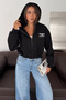 Women's Discipline Printed Hooded Zipper Crop Sweatshirt - 3