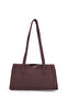 Baguette Form Suede Leather Stella Women's Shoulder Bag with Metal Accessories Brown