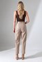 Faux Leather Trousers with Front Pleats / Carrot Cut with Belt - 5