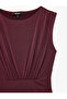 Sandy Fabric Sleeveless Double-Breasted Midi Dress with Metal Accessories - 3