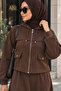 Women's Hijab Tracksuit Set with Hooded Zipper and Pockets, Double Crepe Skirt, Sporty Stylish Two-Piece Set - 2
