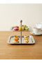 Luxury Square Stainless Steel Double Layer Presentation Stand 22-17 cm Cookie Holder, Candy Holder, Presentation Tray - 4