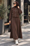 Women's Hijab Tracksuit Set with Hooded Zipper and Pockets, Double Crepe Skirt, Sporty Stylish Two-Piece Set - 6