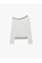 Slim Fit Embroidered Asymmetric Collar Layered Ruffle Long Sleeve Camisole T-Shirt - 2