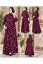 Plus Size Crinkle Patterned Pocketed Full-Length Buttoned Viscose Maternity Dress - 2