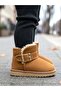 Girl's Tan Fur Lined Boots Winter Shoes - 4